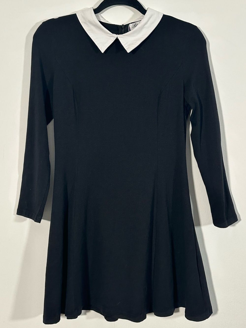 Black Peter Pan Collar Fit and Flare Skater Dress M Goth